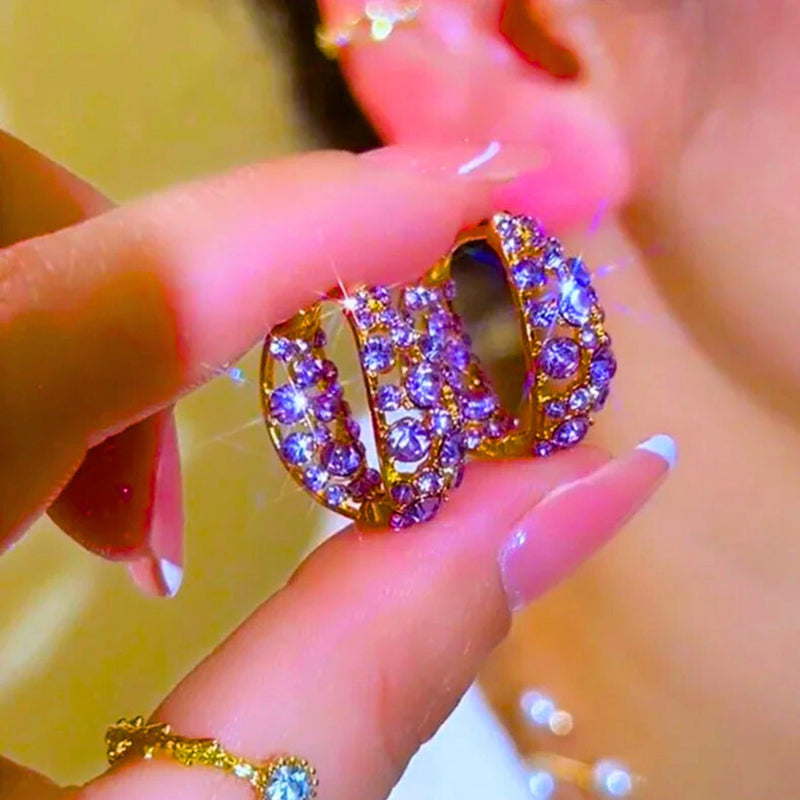 🎀أقراط دائرية أرجوانية عتيقة💜