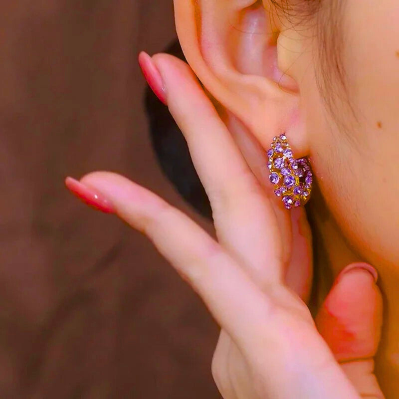 🎀أقراط دائرية أرجوانية عتيقة💜