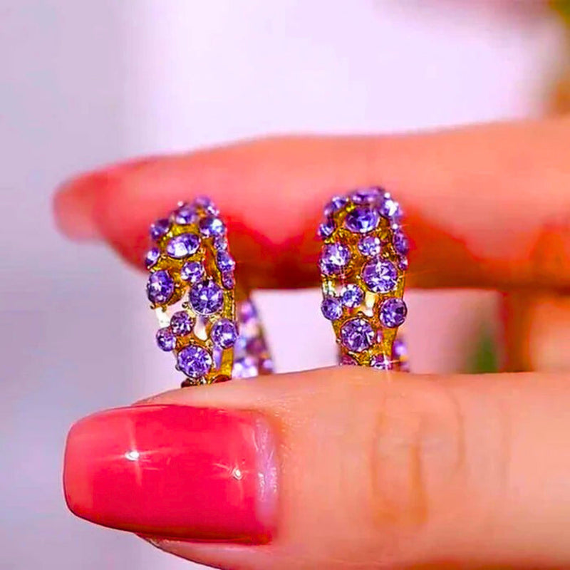 🎀أقراط دائرية أرجوانية عتيقة💜