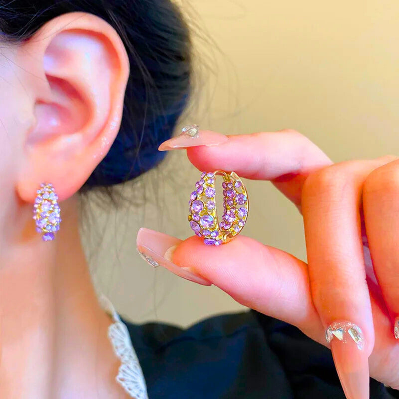 🎀أقراط دائرية أرجوانية عتيقة💜