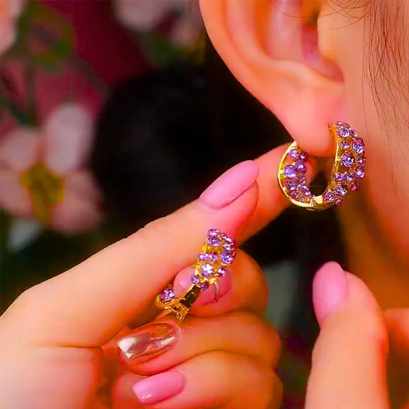 🎀أقراط دائرية أرجوانية عتيقة💜