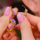 🎀أقراط دائرية أرجوانية عتيقة💜