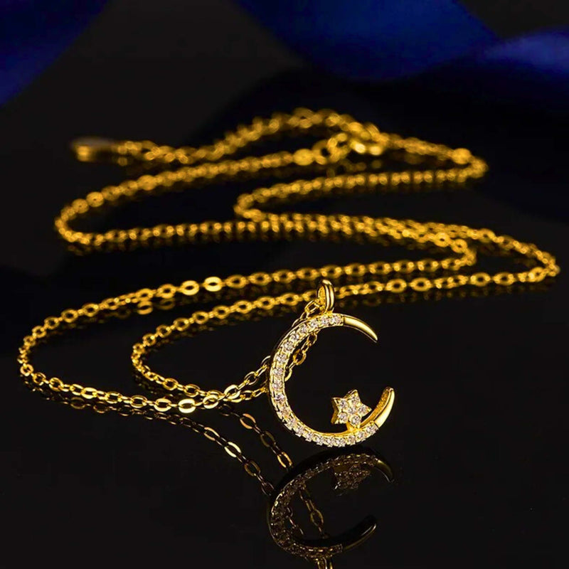 2025 ✨ قلادة نجمة القمر الذهبية🌙