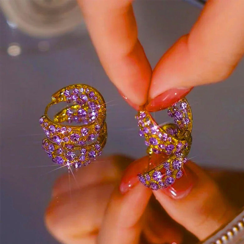 🎀أقراط دائرية أرجوانية عتيقة💜