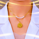 🌸قلادة فاخرة بوردة ذهبية وسلسلة لؤلؤ🌸