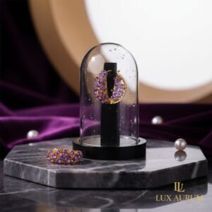 Boucles d'oreilles créoles violettes vintage